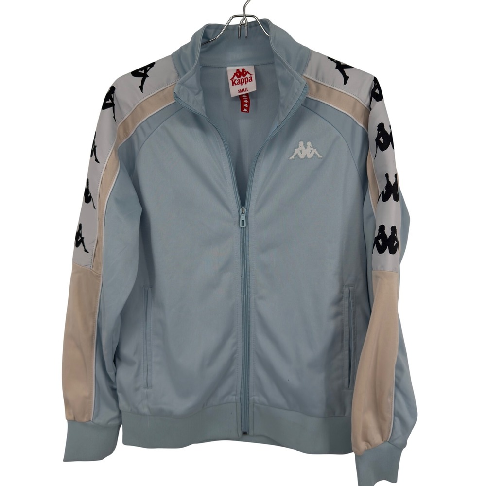 Kappa Y2K Banda Track Jacket Light Blue Beige Omini Logo Tape Full Zip Small